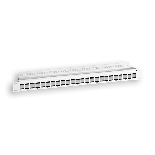 PANEL RAQUITED 19'' P/ 24 RJ45 C/ GUIA BLANCO 1U