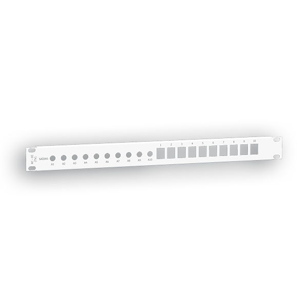 PANEL RAQUITED 19'' P/ 10RJ45 + 10F/F BLANCO 1U