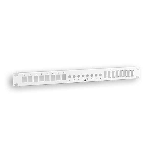 PANEL RAQUITED 19'' P/8RJ45 + 8F/F + 8FO BLANCO 1U